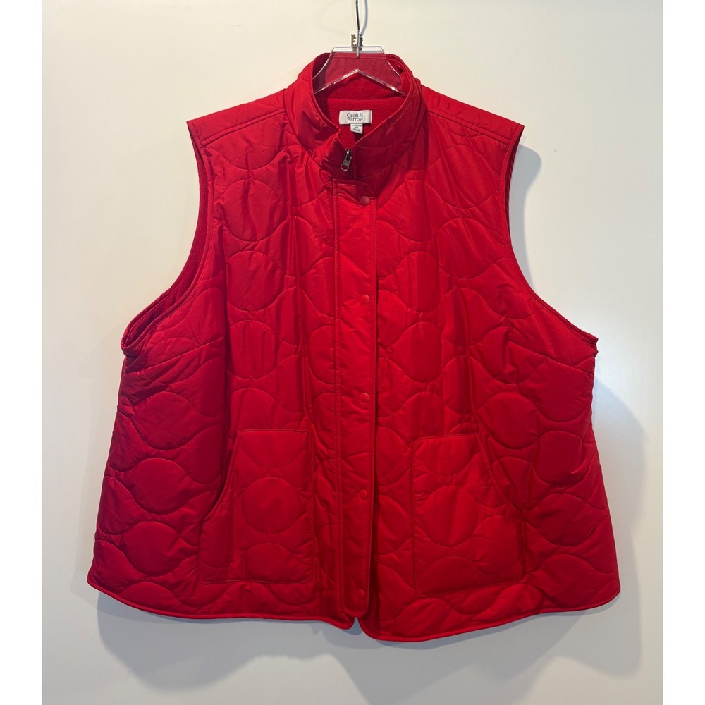 Croft & Barrow Womens Plus Quilted Red Snap Front Vest Size 4X